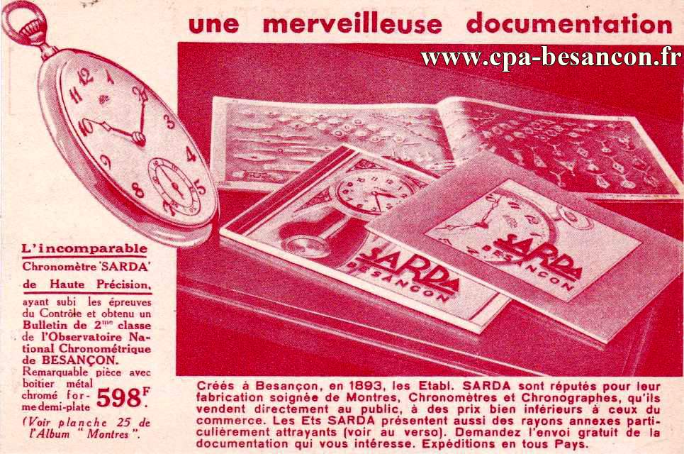 L incomparable Chronomètre  SARDA  de Haute Précision. Une merveilleuse documentation